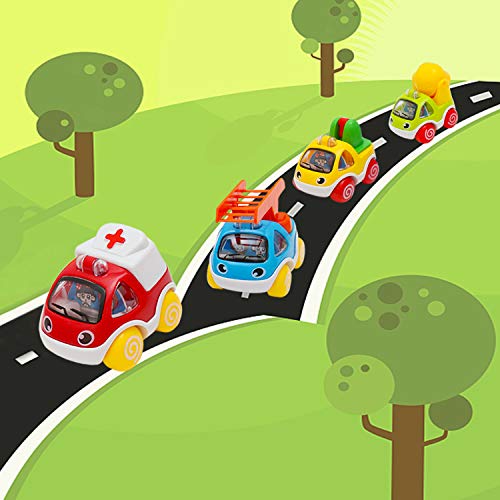 Pull Back Cars for Kids Friction Powered Car Toy Early Educational Toddlers Baby Toys Push & Go Engineering Construction Vehicles for 1 2 3 Years Old Boys - 6 Pieces