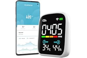 CYMTKBR CO2 Detector,WiFi Air Quality Monitor,Portable CO2 Monitor,Omlcines Accurate NDIR Sensor Carbon Dioxide Detector with Alarm,CO2 Temperature and Humidity Meter with Data Logger for Home Indoor Outdoor