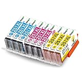 Kingjet CLI-251XL Ink Cartridge Color Replacements 9 Pack for Canon PIXMA MX922 MX722 IP8720 MG5420 MG5422 MG5520 MG5522 MG5622 MG6620 MG7520 MX6320 IX6820 IP7220 Printer (3C 3M 3Y)