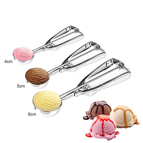 Emousport 3PCS/lot 4CM 5CM 6CM Kitchen Ice Cream Mash Potato Scoop Stainless Steel Spoon Spring Handle Kitchen Accessories
