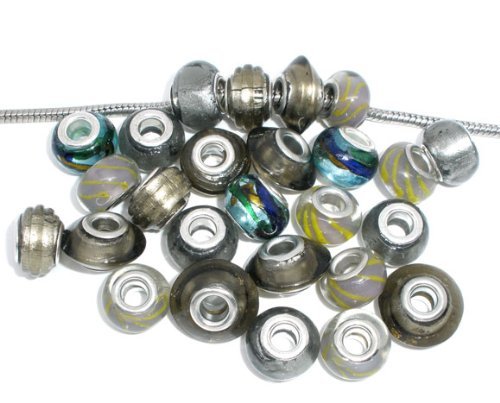 Ten Pack of Assorted Colors Glass Lampwork Murano Glass Beads For Snake Chain Bracelets