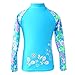 TFJH E Girls Swimsuit UPF 50+ UV Two-Piece Rash Guard Suits Blue Long 3-4 Years 4A