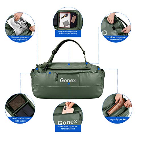 Gonex 60L Water Repellent Duffel Bag Backpack Outdoor Heavy Duty Duffle