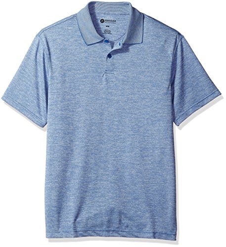 Haggar Men's Short Sleeve Marled Polyester Knit Polo, Strong Blue, Large