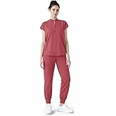 Sixriver Scrubs for Women Set,Soft Mock Collar Scrub Top & Jogger Scrub Pant,8 Pockets,Relaxed Fit Stretch Nurse Uniform Sets