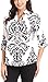Casual Floral Print Pattern Shirts for Women Shirt 3/4 Cuffed Sleeves V Neck Blouses Ladies Blouses and Tops (Black, L)