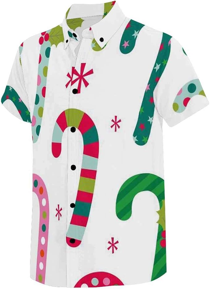 INTERESTPRINT Men's Button Down Shirts All Printing Short Sleeve Fun