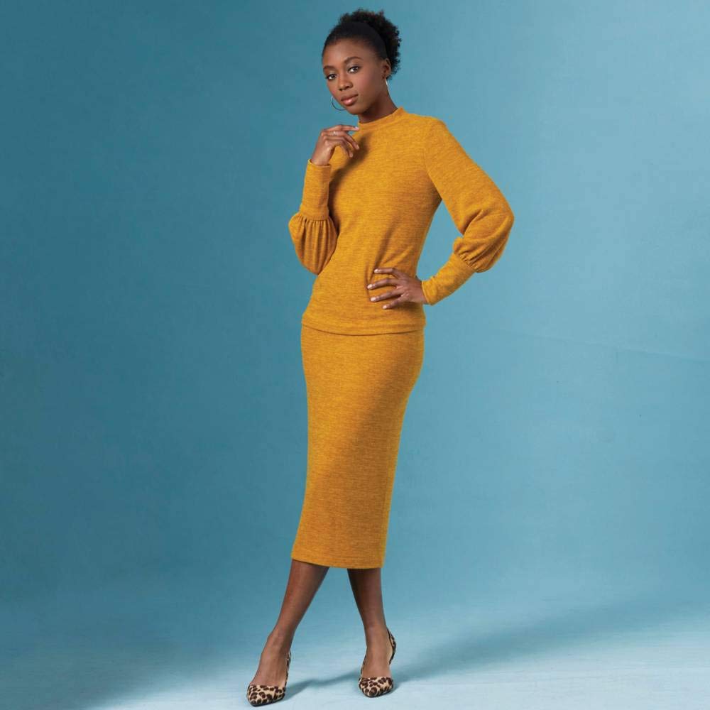 SIMPLICITY Sewing Pattern S8982 Misses' Knit Two Piece Sweater Dress, Tops, Skirts, Paper, White, various