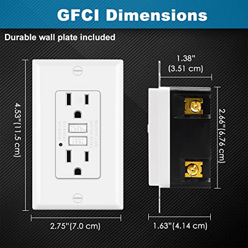 (10 Pack) UNIELE NonTamper Resistant 15 Amp GFCI Outlet, 15A GFI