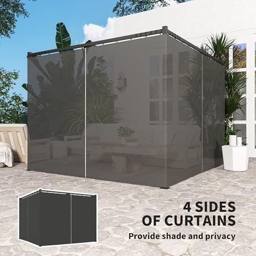 Outsunny 10' x 10' Retractable Pergola Canopy with Sidewalls, Metal Outdoor Gazebo Sun Shade Shelter for Garden, Porch, Patio, Deck, Deck, Dark Grey