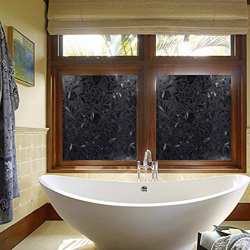 Mikomer Tulip Total Blackout Window Film, Light Blocking Glass Door Film,Room Darkening Window Cling,No Glue/Heat Control/Anti UV for Day Sleep & High Privacy,35In. by 78.7In. - Thumbnail 2