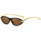 CHAOSELF Retro Oval Sunglasses Womens, Fashion Cat Eye 90s Sunnies for Women and Men, Slim & Lightweight, UV Protection