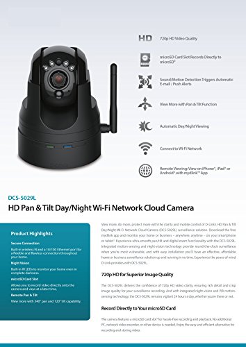 D-Link HD Pan & Tilt Wi-Fi Camera (DCS-5029L) - Thumbnail 4