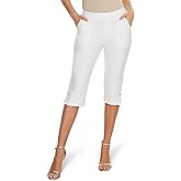 Ginasy Capri Pants for Women Casual Summer Dressy Pull On Stretch High Waisted Crop Work Leggings with Pockets