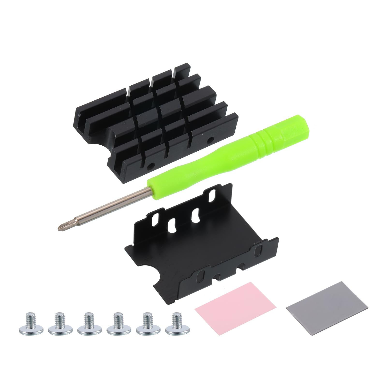 uxcell 1 Pack M.2 2242 NVME SSD Heatsink with Heat Sink Base,Silicone Thermal Pads,Screwdriver,Screws,34x22x7mm,Black