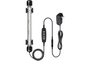 VARMHUS Submersible LED Aquarium Light,Fish Tank Light with Timer Auto On/Off Dimming Function,3 Light Modes Dimmable White-Blue,10 Brightness Levels Optional&3 Levels of timed Loop Function 7.5''