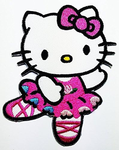 Hello Kitty Cartoon cat Ballet Dancers Logo Patch Sew Iron on Embroidered