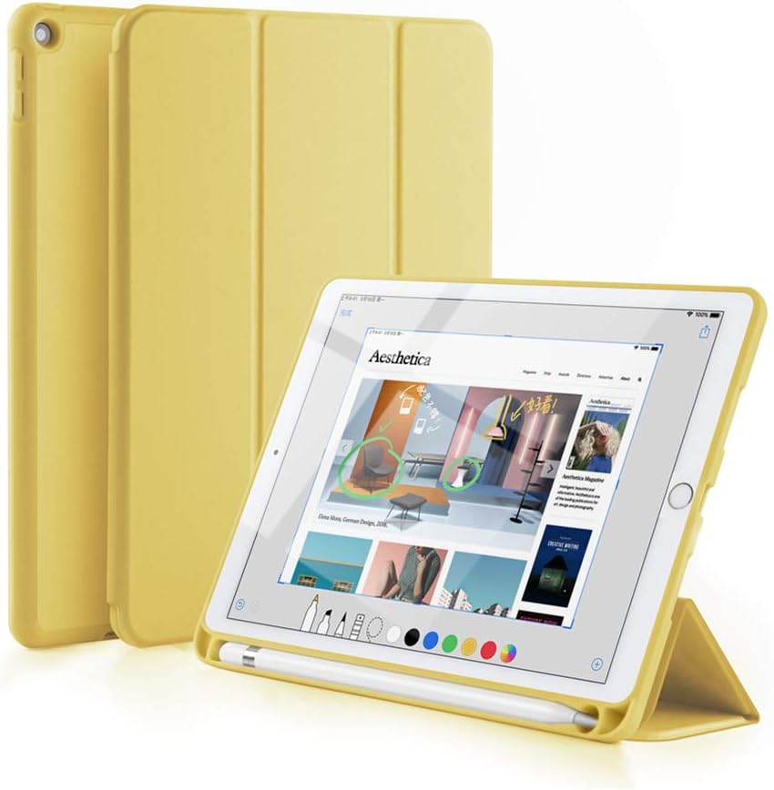 GUDOU 2019 New iPad Mini 5th Gen Smart Case with Pencil Holder,Ultrathin Trifold PU Leather+Soft Silicone Stand Cover with Auto Sleep/Wake,Protective for iPad Mini 5 7.9" 2019 Release (Yellow)