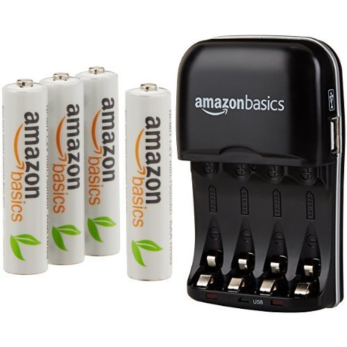 AmazonBasics AAA Rechargeable Batteries (4Pack) and NiMH AA & AAA Battery Charger With USB