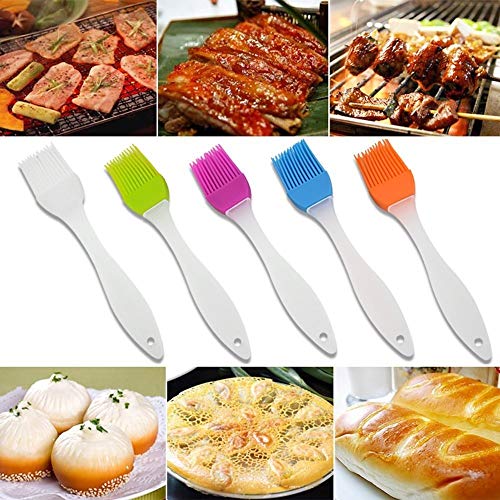 Â TOVOT 5 PCS Silicone Basting Pastry Brushes Heat Resistant BBQ Brush for Cakes, Baking Barbecue and Cooking,Dishwasher Safe,Food Grade, Bristle Free (White/Blue/Green/Orange/Rose red)Â 