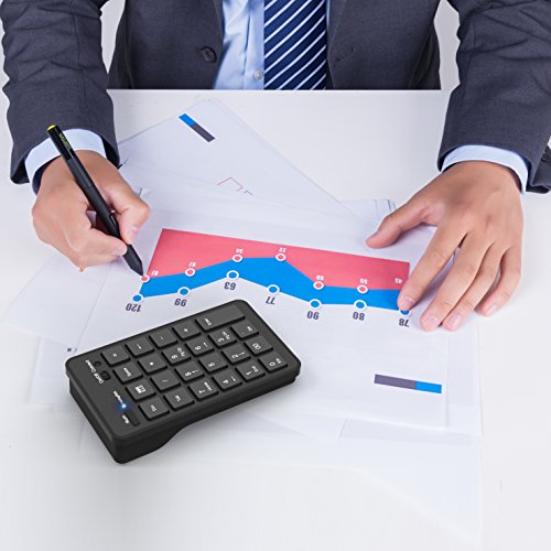 Cateck Bluetooth Wireless Keypad, Wireless 23 Keys Numeric keypad Bluetooth Numeric Keyboard for Windows Laptop Desktop Computer PC, Black - Thumbnail 6