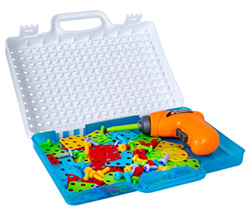 Drill & Design Creative Play Educational Toy With Real Toy Drill - Mosaic Design Building Toys Tool Kit