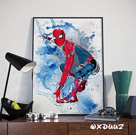 xmydeshoop familie wanddekoration kunst poster malerei aquarell malerei cartoon marvel superheld iron man schwarze witwe hulk ant man thor 50x70cm xmy 1785 amazon de kuche haushalt wohnen