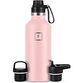 IRON °FLASK Camping & Hiking Hydration Flask with Spout, BPA-Free Insulated Stainless Steel Sports Water Bottle - 32 oz Rose