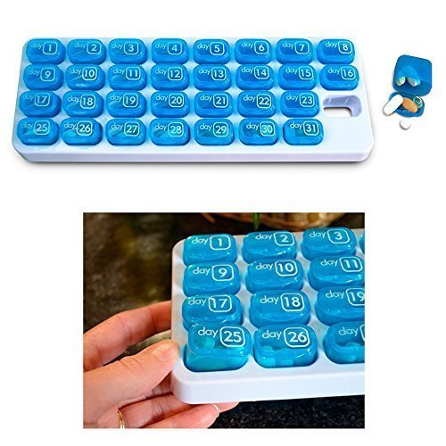 31 Day Monthly Pill Organizer Medication Pod Compartment Planner Box Travel Case