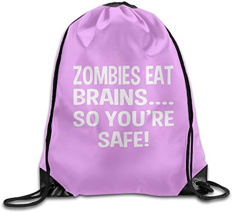 LINNA Zombies Eat Brains So You're Safe Durable Cinch Pack Sports Valise Bag