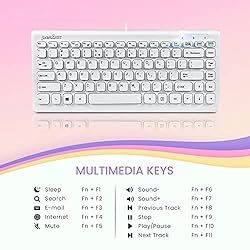 Perixx PERIBOARD-407W US, Wired USB Mini Keyboard