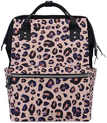 Pink Leopard Grain Backpack Diaper Bag Tote for Mom Women Baby Nappy Bag Travel Backpack Large School Laptop Hiking Bag Outdoor