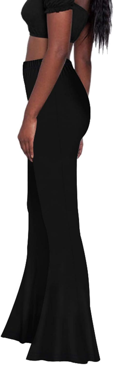 Pink Wind Women's Bell Bottom Pants High Waist Flare Boho Print Maxi Trousers: Clothing