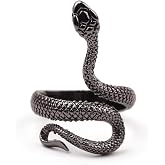 WLL Retro Adjustable Open Snake Rings for Women Men Punk Gothic Snake Finger Ring Halloween Party Statement Jewelry Gift