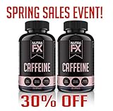 Caffeine Pills - Energy Booster, Endurance Enhancer and Mental Focus Supplement - 200 Mg Per Servings - 400 Capsules, By NutraFX