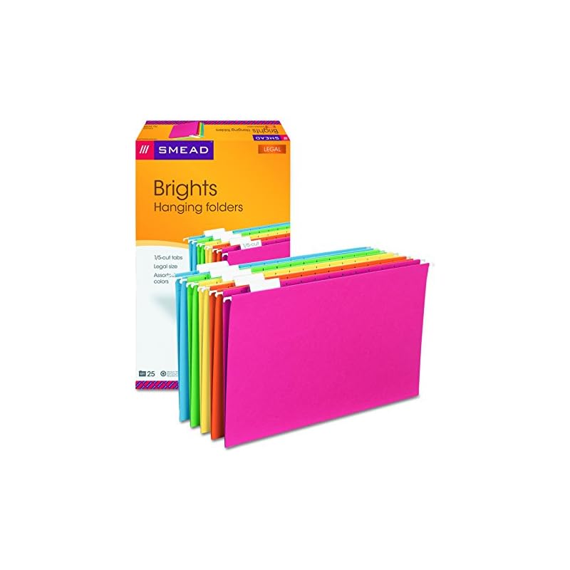 Smead FasTab Hanging File Folder, 1/3Cut BuiltIn Tab, Letter Size