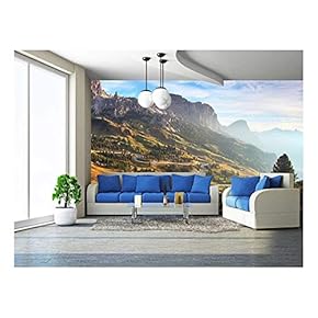Beautiful Summer Landscape in The Mountains Sunrise - Italy Alp Dolomites - Removable Wall Mural | Self-Adhesive Large Wallpaper - 66x96 inches