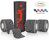 FlexU Kinesiology Tape; Super Saver 3 Roll Pack; 60 Pre-Cut 10