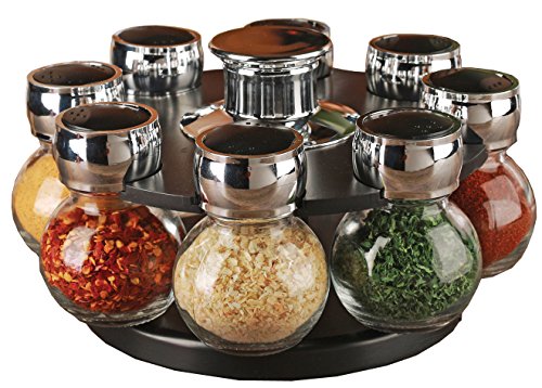 Palais Glassware Tournant Collection, Revolving Countertop Carousel Herb and Spice Rack with 3.5 Oz Glass Jars (Set of 8 Jars)
