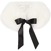 Felice Ann Women Fall Winter Warm Soft Faux Fur Collar Scarf Self Tie Warp Neck Warmer,Ribbon White,One Size