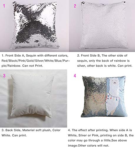 2 Pack Mermaid Sequin Pillow 16x16 inches Cover Pillow Case Flip Reversible Sequins Throw Cushion Case  (Rainbow)