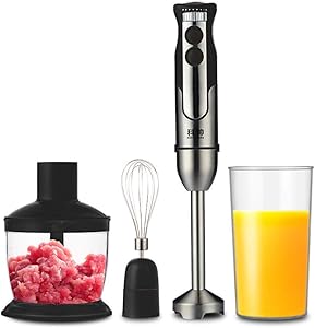 LEILEI 4-in-1 Stabmixerset,Kitchen Hand Mixer Stainless Steel Hand Mixer,Blender 800W Blender Blender Chopper Food Processor,Hand Blender,600ml Container Cup