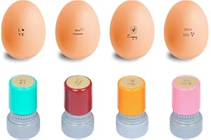 PCGAGA 4 Pcs Egg Stamper for Chicken Eggs, Egg Stamps for Fresh Eggs, Farm Fresh Egg Stamp, Egg Stamps for Fresh Eggs Personalized, Custom Chicken Mini Egg Stamp Complete Rubber Stamp, Farmhouse Decor Gift
