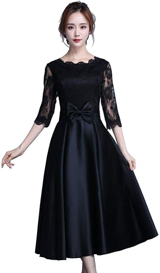 Amazon 結婚式 ドレス ワンピース 披露宴 ワンピース 二次会 ドレス 演奏会 ドレス 謝恩会 ワンピース パーティー ドレス リボン付き レース切替 大きいサイズも対応 デート 発表会 お呼ばれ 結婚式 ワンピース ドレス イブニングドレス 通販