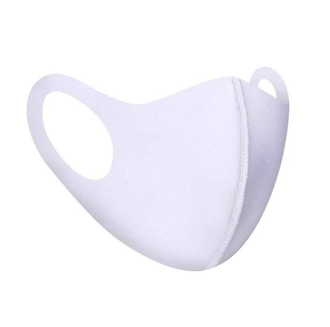 Komonee Adults Washable Reusable White Face Mask Dustproof Cloth Mouth Cover Covering For Men Women Outdoors Indoors Cycling Ski Protection (Pack Of 10)