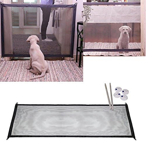 LEF Retractable Mesh Gate for Animals Toddlers & Babies - Easy Portable Folding Mesh Screen Gate - for Indoor Use - Install to Divide Walkways, Doorways, Stairs, Anywhere. Great for Small Pets