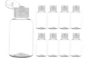 Lulupack Travel Bottles for Toiletries, 50ml/1.6oz Plastic Small Travel Size Containers for Shampoo (9pcs, Clear Caps)