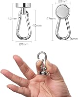 BTLIN Magnetic Hooks Extra Strong 8Pcs Neodymium Carabiner Heavy Duty 33Lbs view 2
