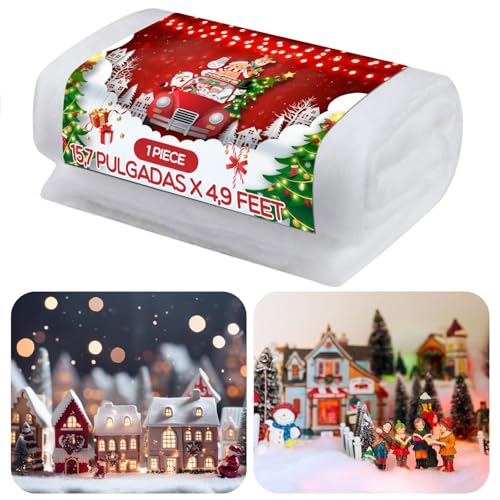 BBTO Christmas Snow Blanket Set Artificial Snow Blankets for Christmas Village Backdrop Decorations (1 Piece,15.7 Inch x 4.9 Feet)