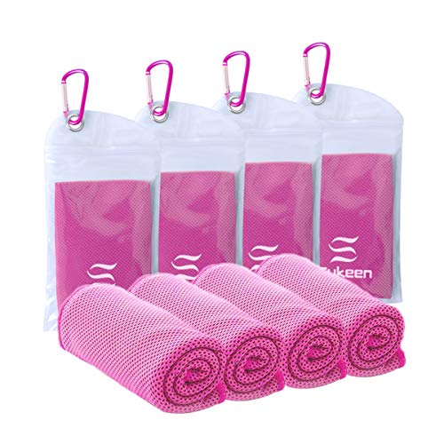 Sukeen [4 Pack] Cooling Towel (40″x12″),Ice Towel,Soft Breathable Chilly Towel,Microfiber Towel for Yoga,Sport,Running,Gym,Workout,Camping,Fitness,Workout & More Activities